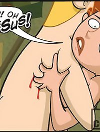 Kim Possible porn cartoons with painful bloody defloration of virgin Kim pussy