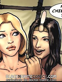Holy shit, the chief got a huge dick, he is gonna break me in two on interracial sex toons