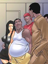 Interracial cartoon group sex: one girl and four niggas
