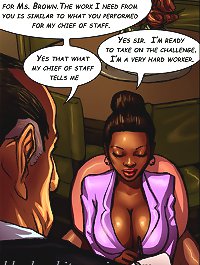 Interracial comics porn. Pervert white mayor educate in oral skill his ebony secretary girl